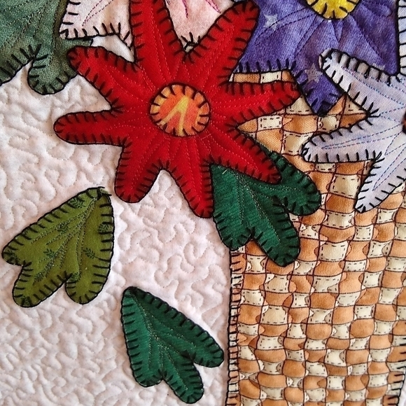 Handmade Spring Quilt Mini Flowers Rabbit Easter 17"x 19" Cotton Daryl Perry - Picture 7 of 7